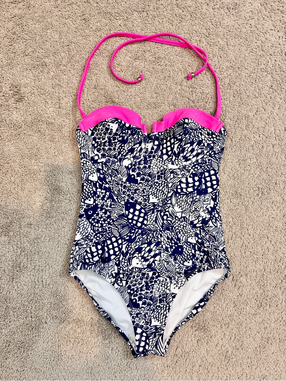 Lilly Pulitzer For Target Upstream Swimsuit S Halter One Piece Fish Resort J27